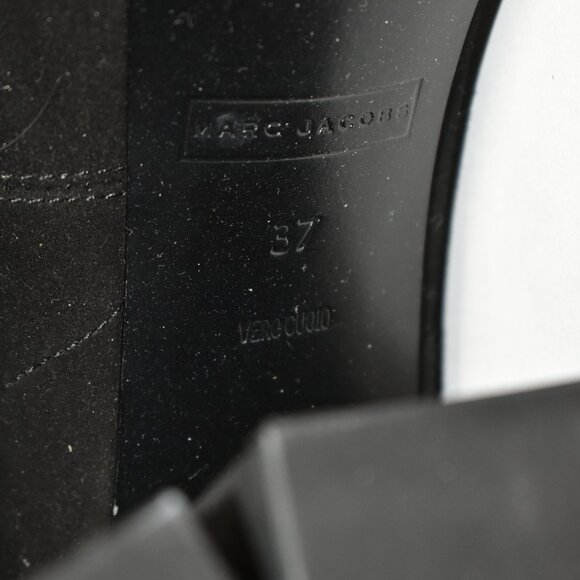 $550 MARC JACOBS ROSS SUEDE BLACK CHUNKY HEEL PLATFORM SOCK BOOTIE 37 (MD12) - Picture 7 of 7